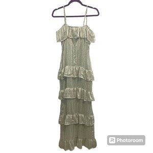 Nasty Gal Polka Dot Ruffle Maxi Dress NWT